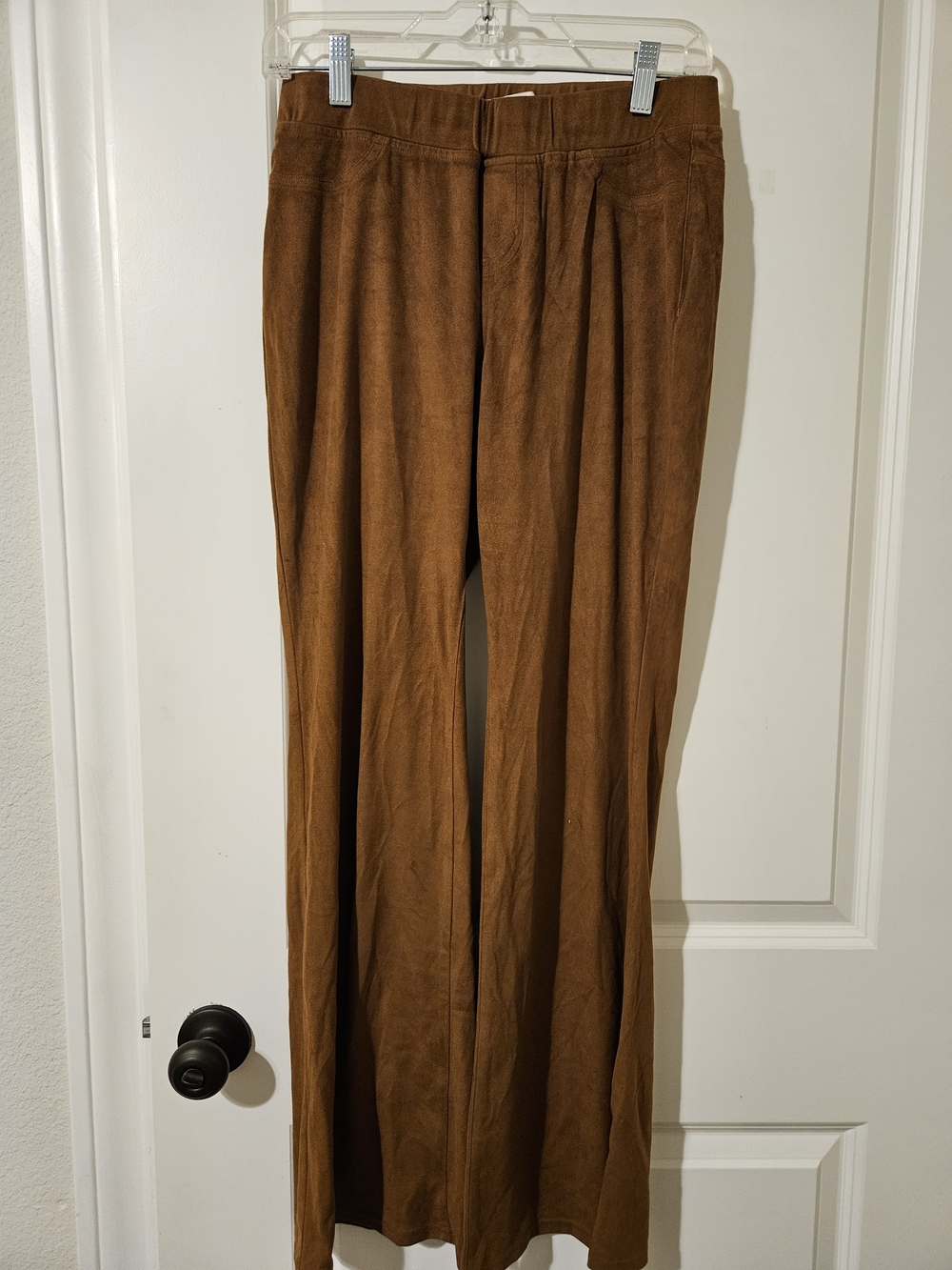 Cato Womens Suade Pants in Chestnut Brown